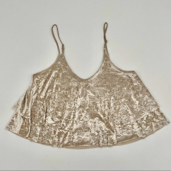 MADISON‎ & BERKELEY Ruffle Velvet Top Skinny Straps - Picture 3 of 6